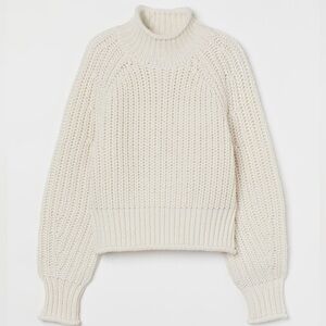 H&M Cream Cowl Neck Sweater with Balloon Sleeves